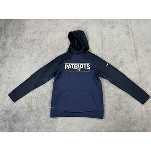 New England Patriots Hoodie Men Small Blue Nike Football NFL Spell Out Logo